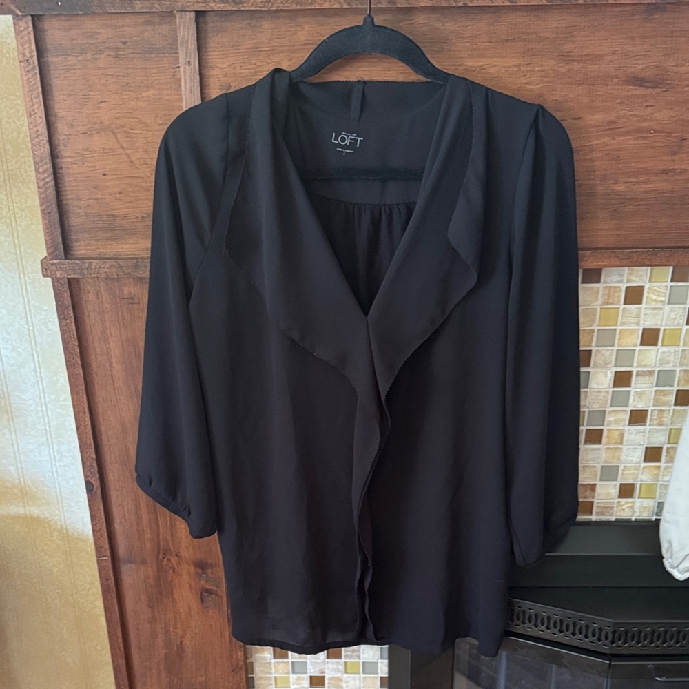LOFT Women's Elegant Black Drape Blouse